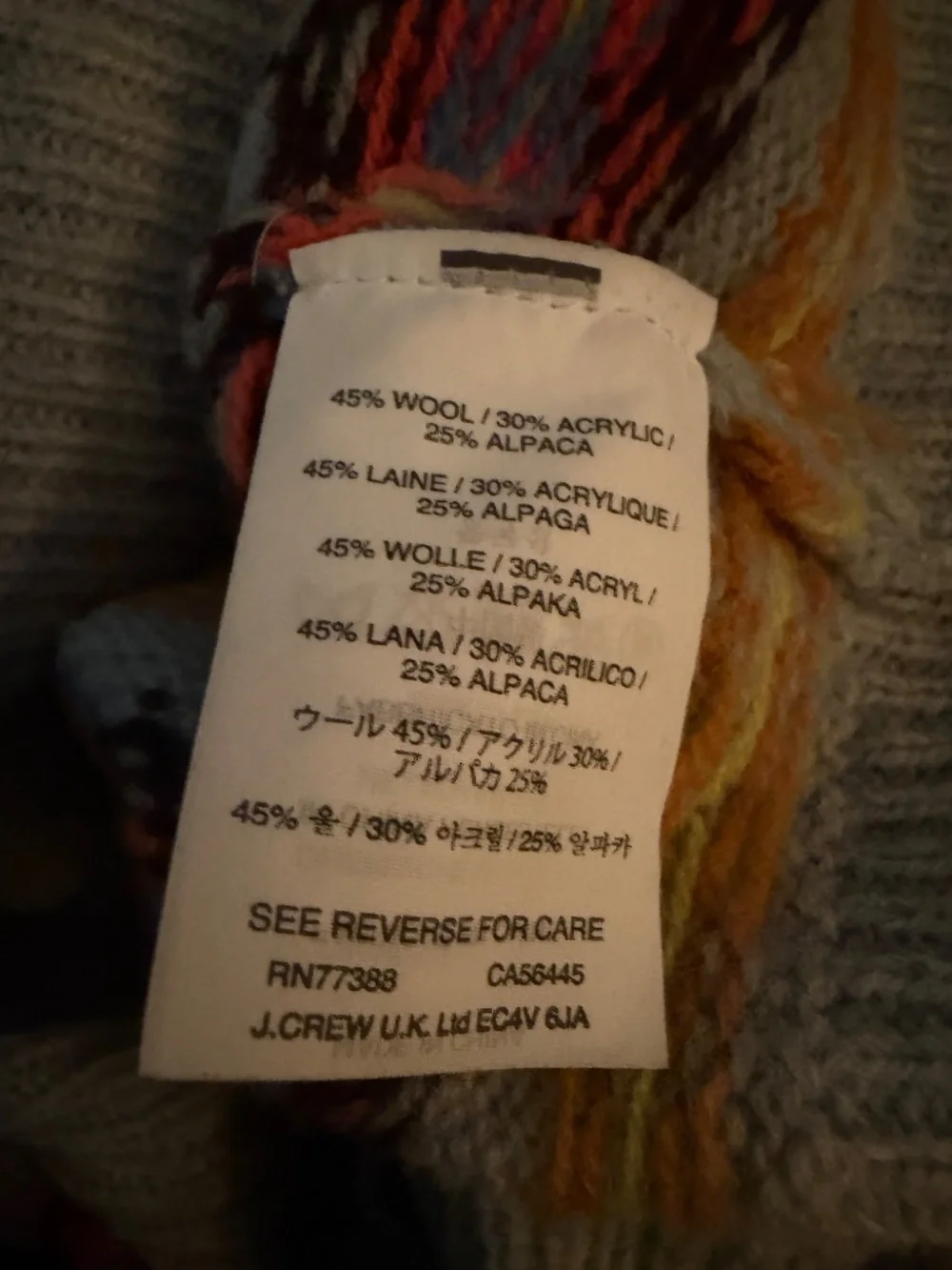 J Crew grey, multicolored Fair Isle pull over sweater.